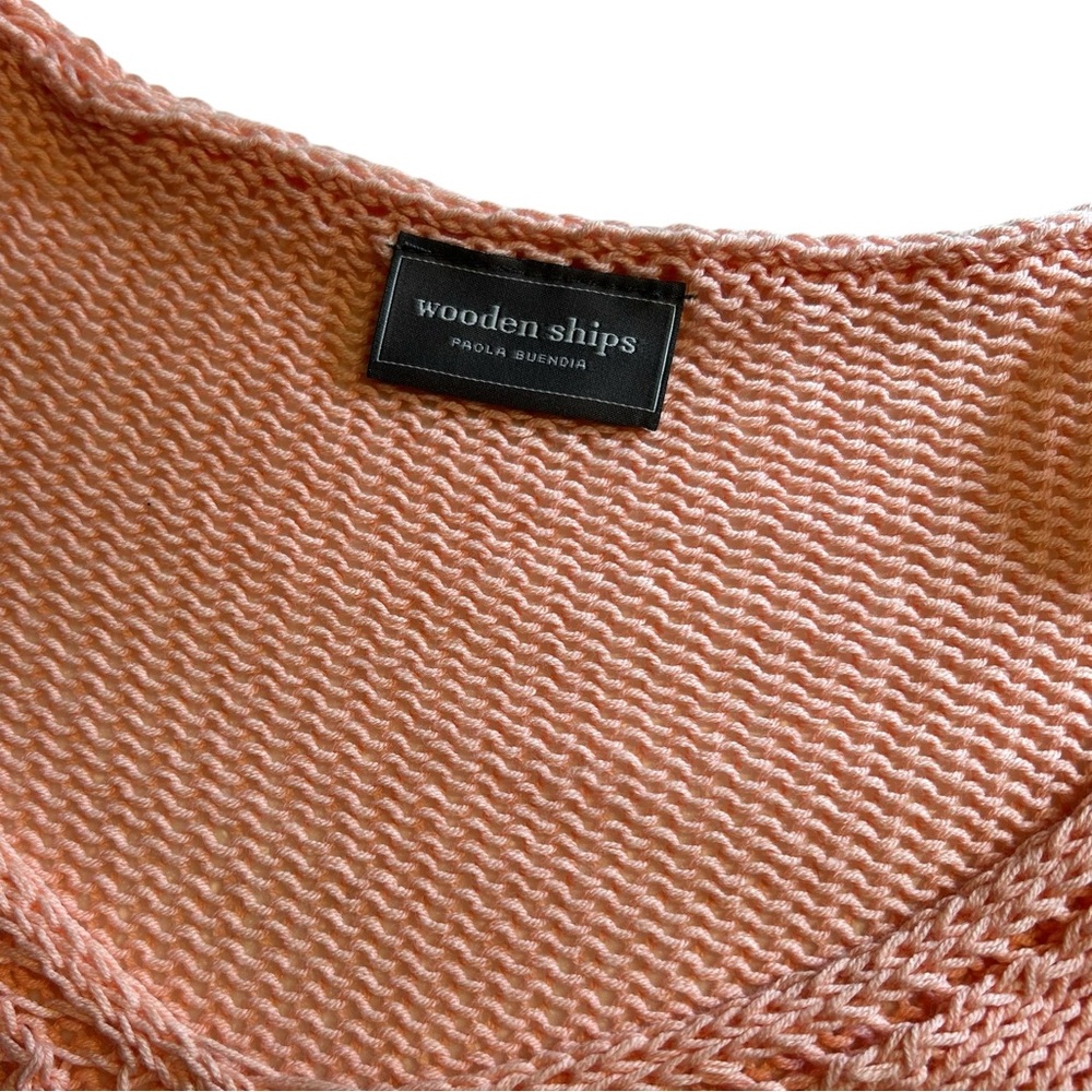 Wooden Ships Lightweight V Neck Knit Sweater Blush Coral Slouchy S M - Picture 6 of 10
